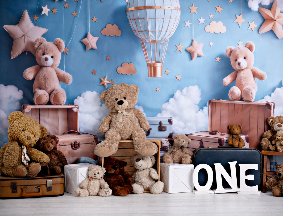 teddy bear cake smash photoshoot setup