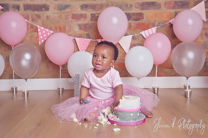Pink and silver smash cake session