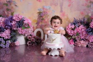 pink and purple floral setup