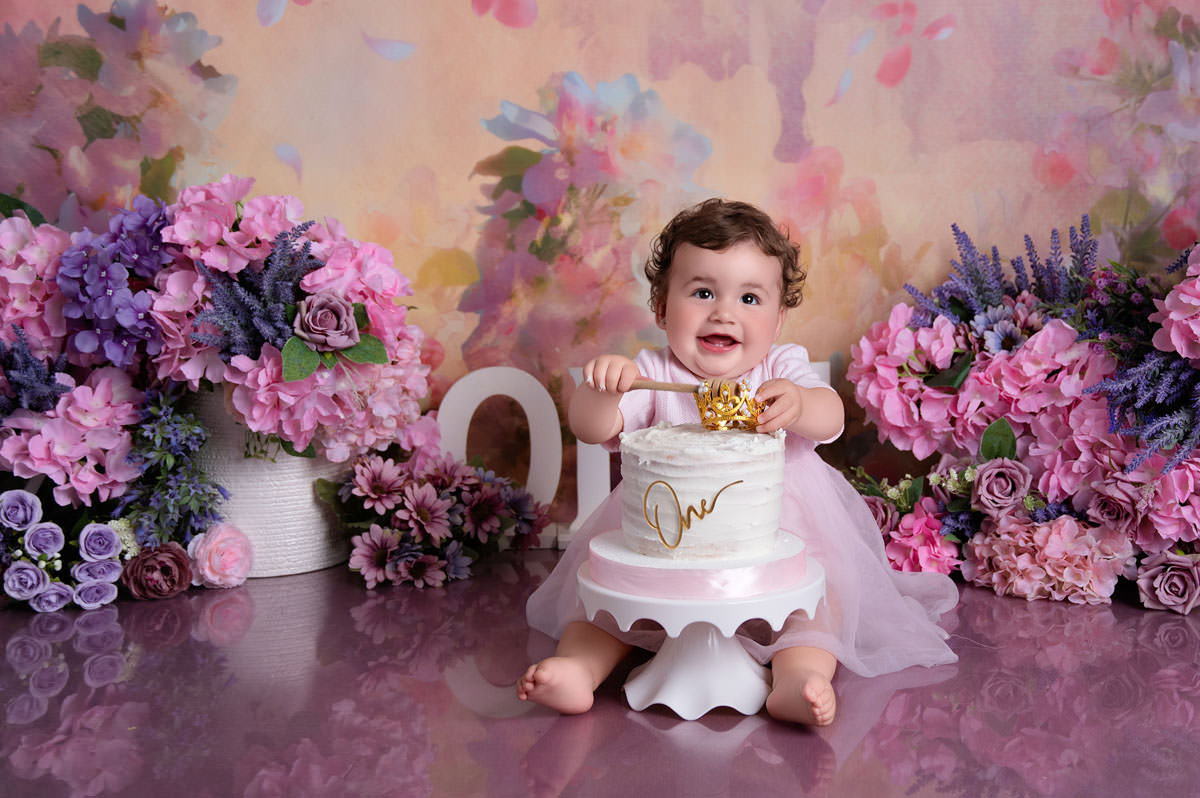 pink and purple floral setup