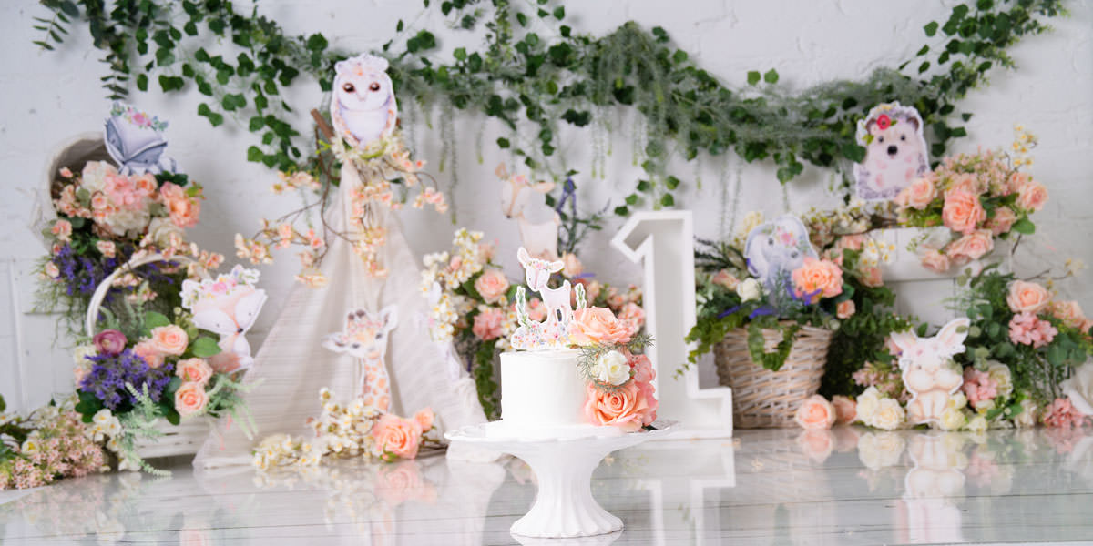 forest for girls cake smash