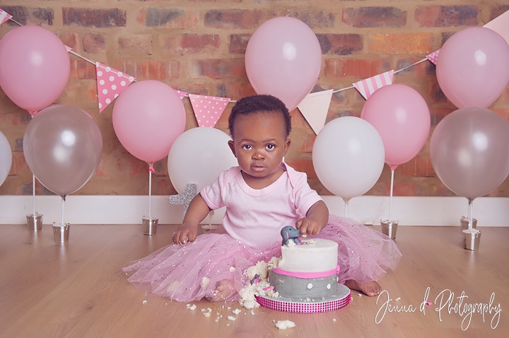 Pink and silver smash cake session