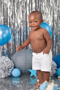 Blue and silver first birthday cake smash - Jenna D Photography ...