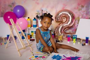 two year cake smash paint splash