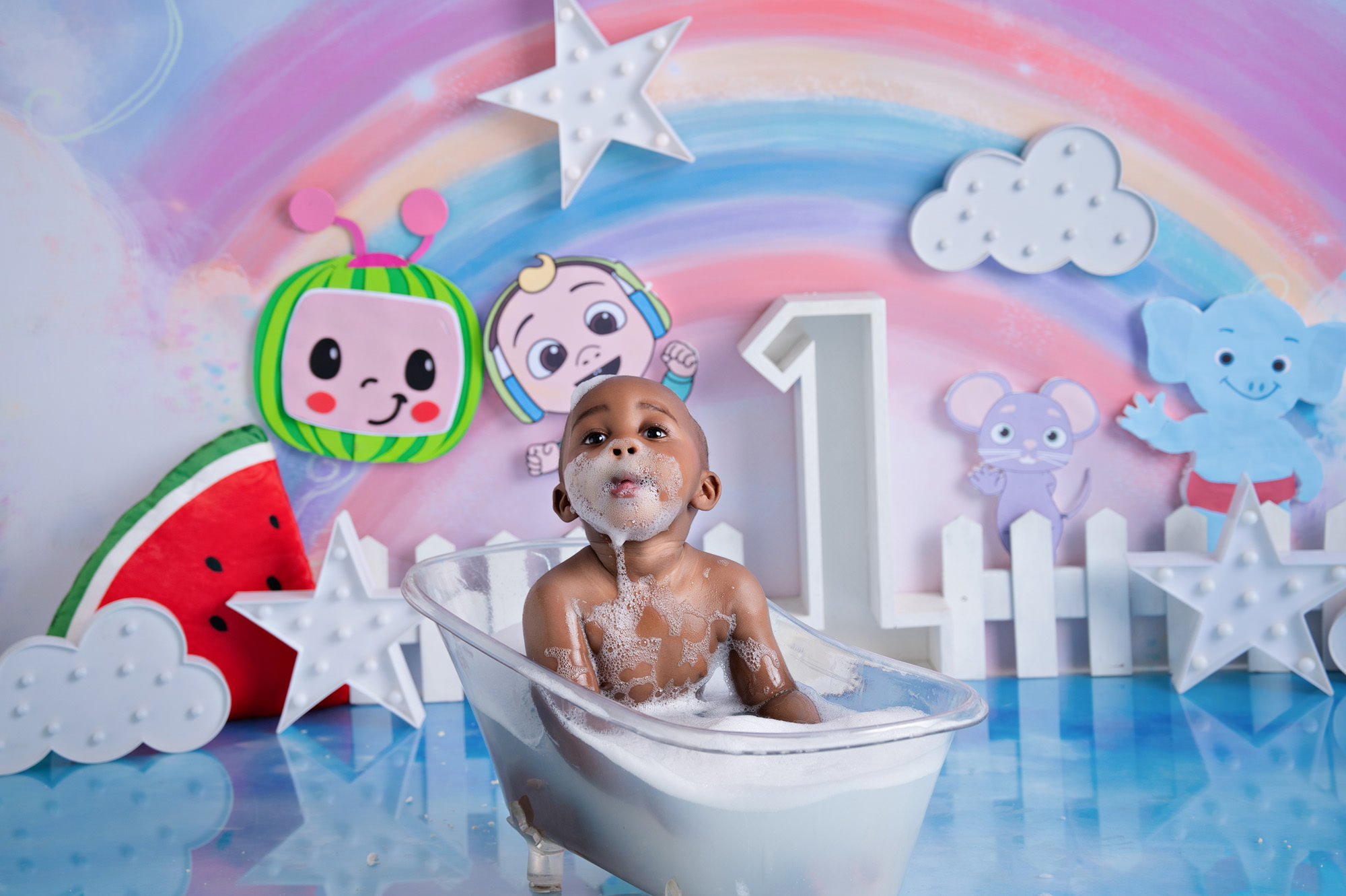 little boy enjoying his 1st birthday cake in cullinan