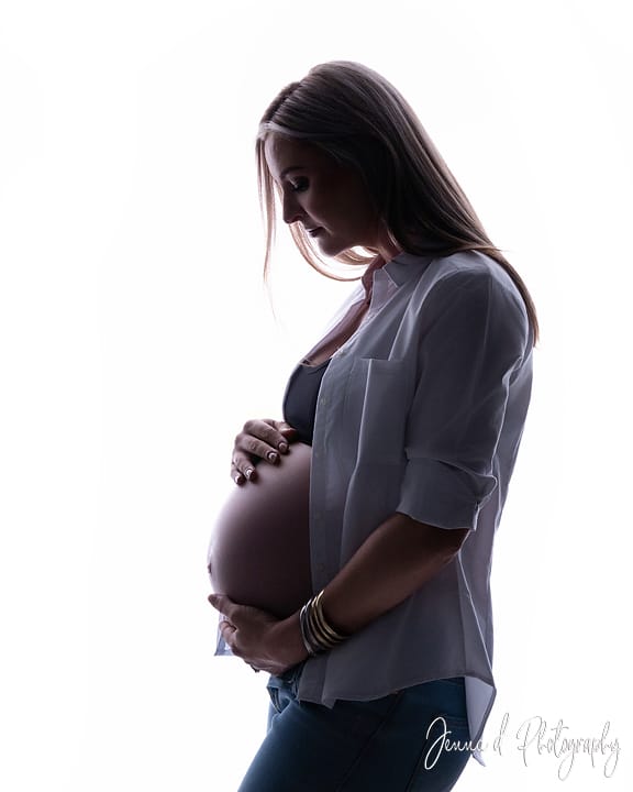 black and white maternity photo