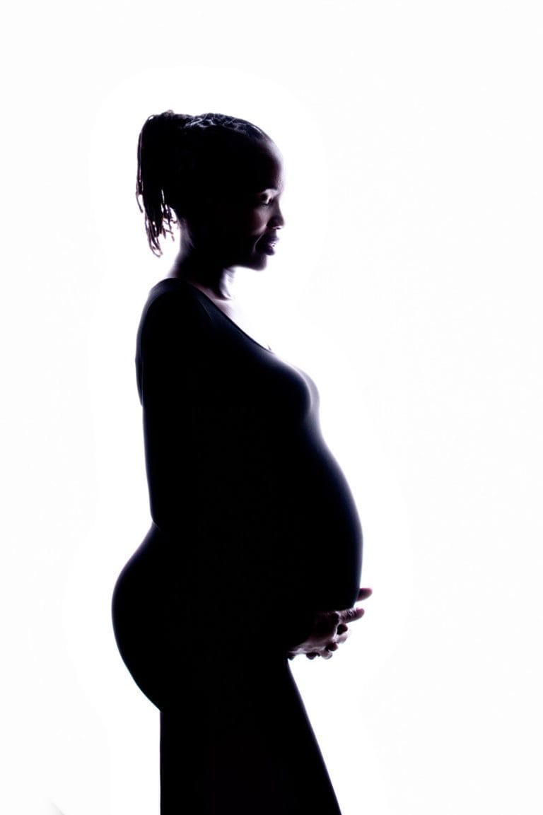 Elegant maternity silhouette portrait in Pretoria studio