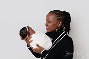 Nomthandazo with mom Barbara and dad Chisomo during newborn photoshoot in Pretoria studio