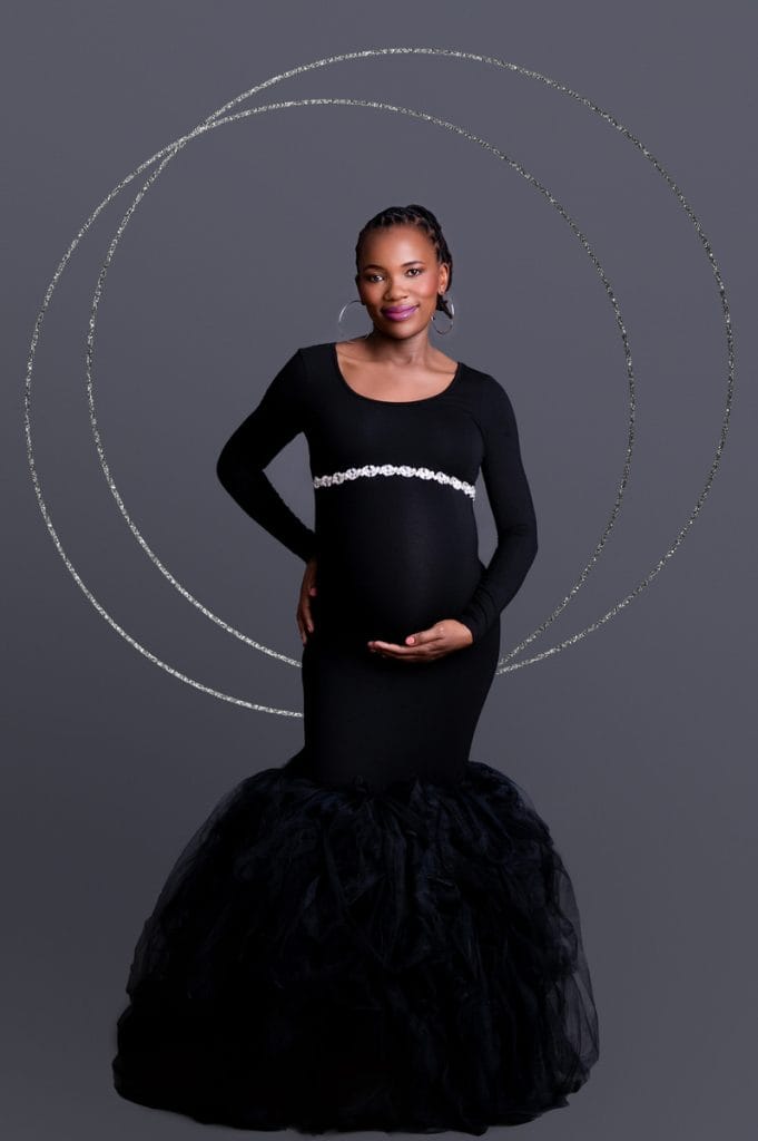 Elegant maternity silhouette portrait in Pretoria studio