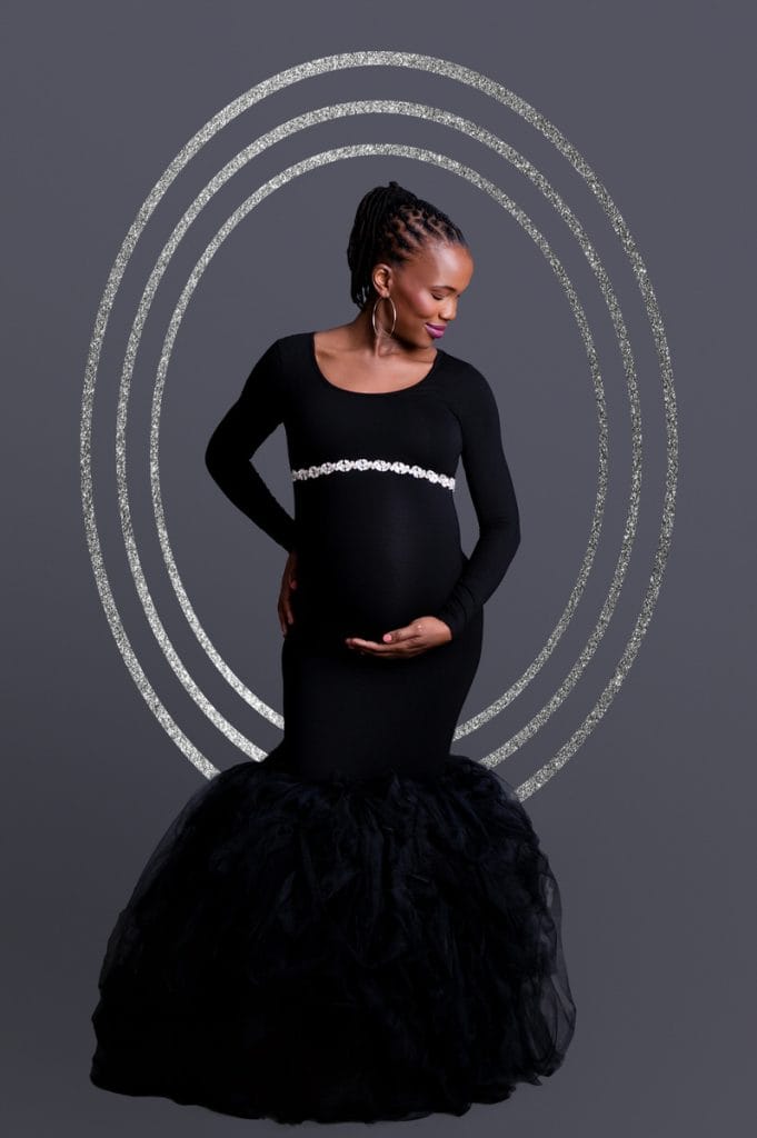 Elegant maternity silhouette portrait in Pretoria studio