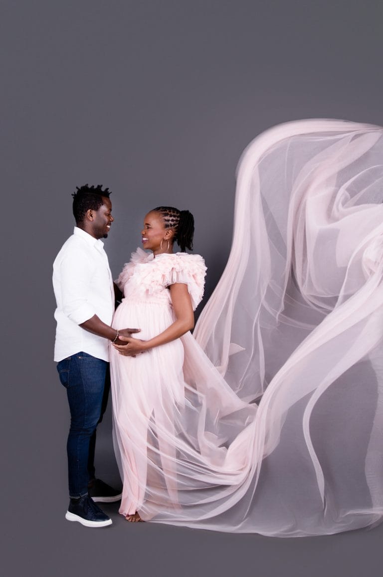 pretoria maternity photoshoot pink fabric toss011