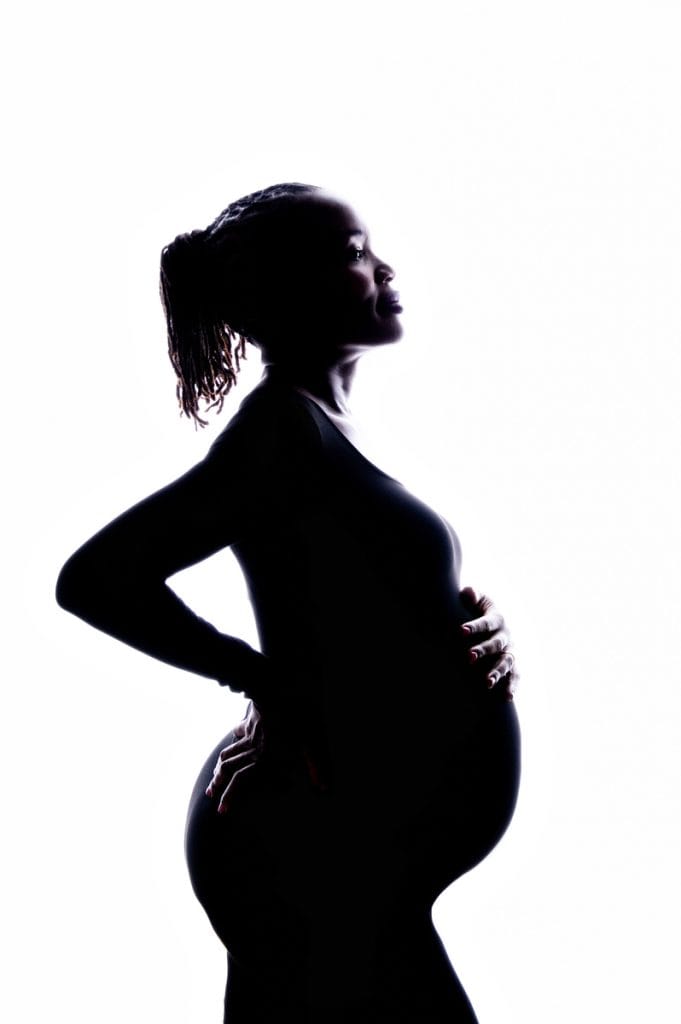 Elegant maternity silhouette portrait in Pretoria studio