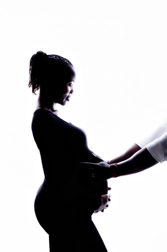 Elegant maternity silhouette portrait in Pretoria studio