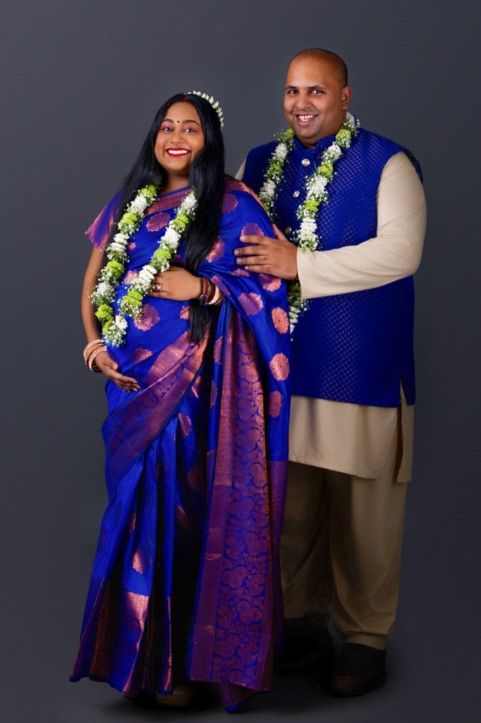 studio maternity couple portrait