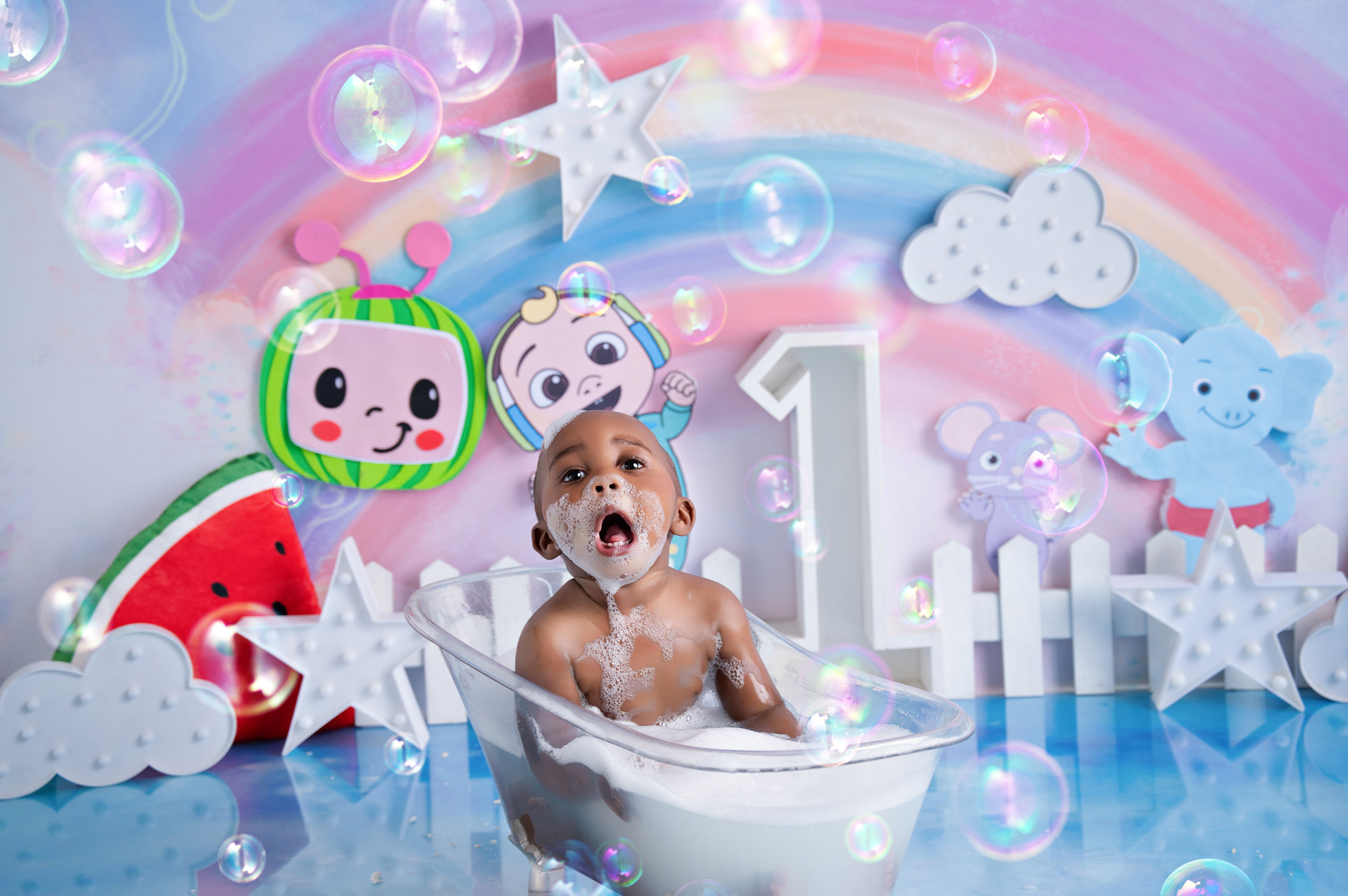 baby enjoying a luke warm milk bath after swim school